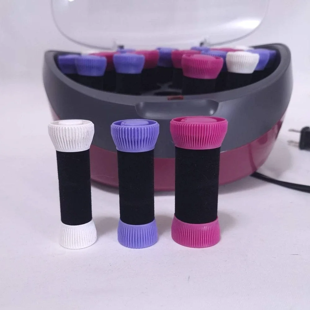 Remington Hot Rollers Full Sz Wax Core 20 Velvet Rollers Set Hair Curlers Tested